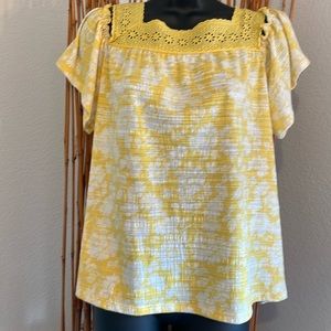 Yellow Large Cold Shoulder Top